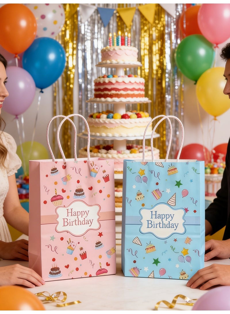 12 قطعة من أكياس الهدايا الورقية المزودة بمقبض، أكياس هدايا ملونة للحفلات للأطفال ولحفلات أعياد الميلاد وللحفلات ذات الطابع الخاص وللحلويات والمعجنات والاحتفالات 27*21*11 (لونان) - Image 2